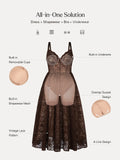 Popilush® Shapewear Lace Corset A-Line Maxi Dress