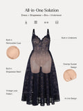 Popilush® Shapewear Lace Corset A-Line Maxi Dress