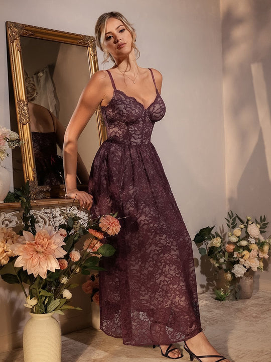 Shapewear Lace Corset A-Line Maxi Dress