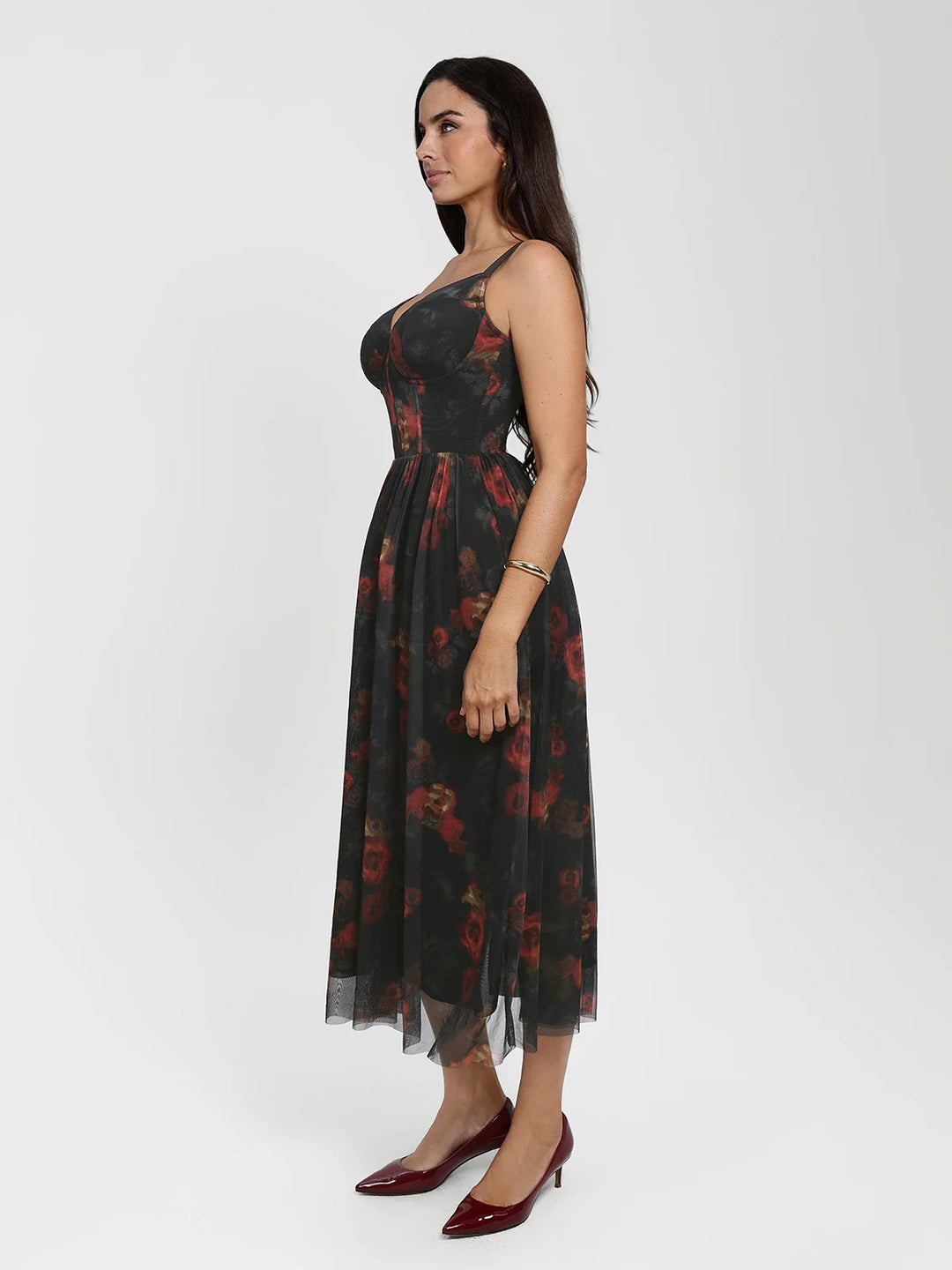 Popilush® Shapewear Lace Corset A-Line Maxi Dress