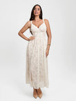 Popilush® Beige / XS Shapewear Lace Corset A-Line Maxi Dress