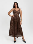 Popilush® Brown / XS Shapewear Lace Corset A-Line Maxi Dress