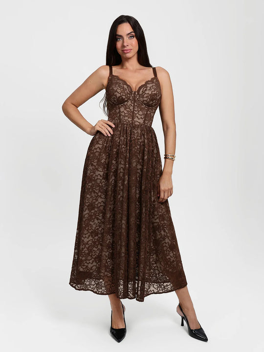 Shapewear Lace Corset A-Line Maxi Dress