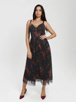 Popilush® Burgundy Floral / XS Shapewear Lace Corset A-Line Maxi Dress