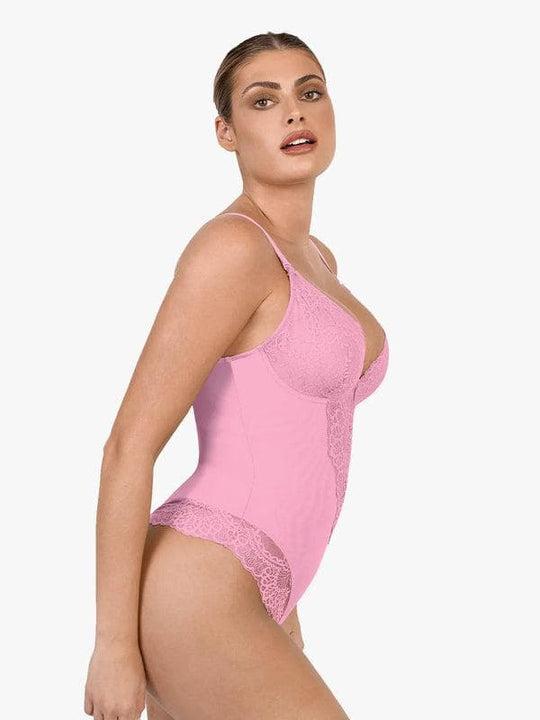 Popilush® Sexy Tops Body Shaper Shapewear Lace Deep V-Neck Sculpting Thong Bodysuit