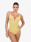 Popilush® Sexy Tops Body Shaper Butter Yellow / S Shapewear Lace Deep V-Neck Sculpting Thong Bodysuit
