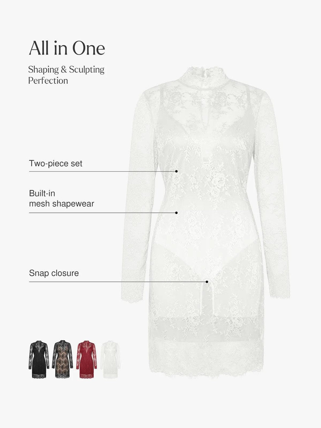 Popilush® Shapewear Lace Fantasy Mini & Maxi Sculpting Dress Set