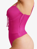 Popilush® Shapewear Lace-Up Corset Bodysuit with Removable Straps