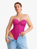 Popilush® Shapewear Lace-Up Corset Bodysuit with Removable Straps