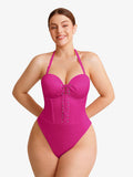 Popilush® Shapewear Lace-Up Corset Bodysuit with Removable Straps