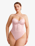 Popilush® Shapewear Lace-Up Corset Bodysuit with Removable Straps