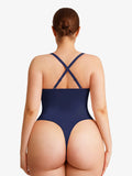 Popilush® Shapewear Lace-Up Corset Bodysuit with Removable Straps