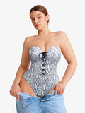 Popilush® Shapewear Lace-Up Corset Bodysuit with Removable Straps