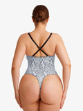 Popilush® Shapewear Lace-Up Corset Bodysuit with Removable Straps