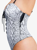Popilush® Shapewear Lace-Up Corset Bodysuit with Removable Straps
