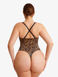 Popilush® Shapewear Lace-Up Corset Bodysuit with Removable Straps