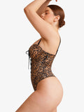 Popilush® Shapewear Lace-Up Corset Bodysuit with Removable Straps