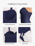 Popilush® Shapewear Lace-Up Corset Bodysuit with Removable Straps