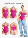 Popilush® Shapewear Lace-Up Corset Bodysuit with Removable Straps
