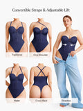 Popilush® Shapewear Lace-Up Corset Bodysuit with Removable Straps