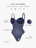 Popilush® Shapewear Lace-Up Corset Bodysuit with Removable Straps