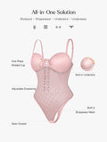 Popilush® Shapewear Lace-Up Corset Bodysuit with Removable Straps