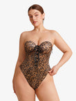 Popilush® Shapewear Lace-Up Corset Bodysuit with Removable Straps
