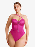 Popilush® Shapewear Lace-Up Corset Bodysuit with Removable Straps