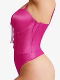 Popilush® Shapewear Lace-Up Corset Bodysuit with Removable Straps