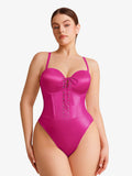 Popilush® Shapewear Lace-Up Corset Bodysuit with Removable Straps