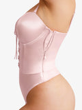 Popilush® Shapewear Lace-Up Corset Bodysuit with Removable Straps