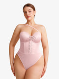 Popilush® Shapewear Lace-Up Corset Bodysuit with Removable Straps