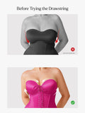 Popilush® Shapewear Lace-Up Corset Bodysuit with Removable Straps