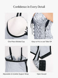 Popilush® Shapewear Lace-Up Corset Bodysuit with Removable Straps