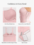Popilush® Shapewear Lace-Up Corset Bodysuit with Removable Straps