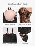 Popilush® Shapewear Lace-Up Corset Bodysuit with Removable Straps