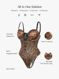 Popilush® Shapewear Lace-Up Corset Bodysuit with Removable Straps