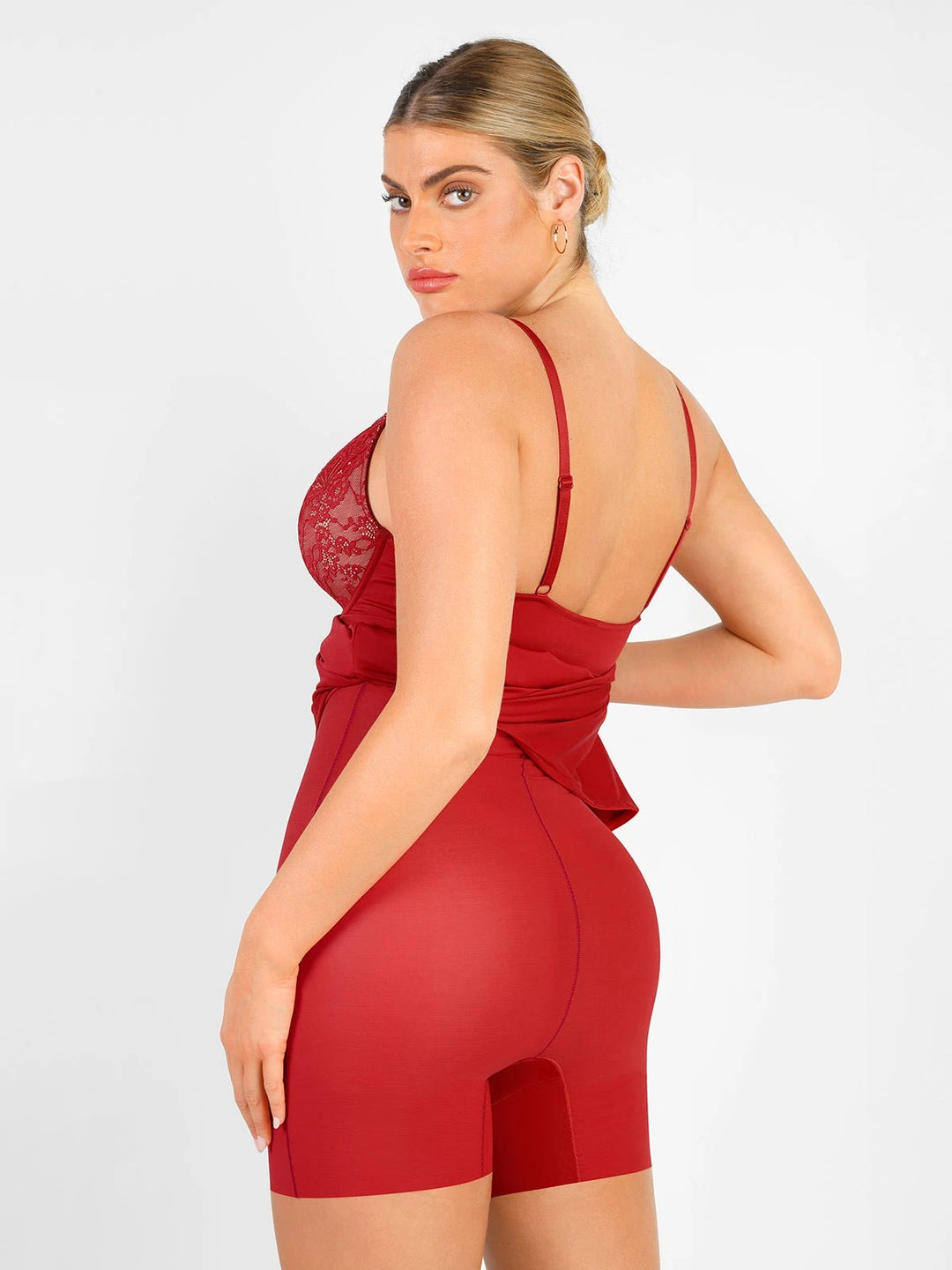 Lace V-Neck Slimming Maxi Dress | Built-In Shapewear - Popilush Lace V-Neck Slimming Maxi Dress | Built-In Shapewear - Popilush