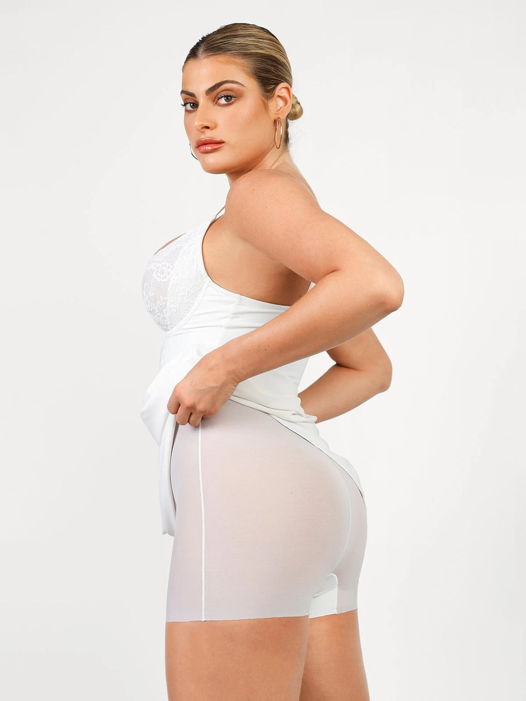 Popilush® Party Bodycon Summer Dress Shapewear Lace V Neck Side Slit Slimming Maxi Slip Dress