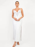 Popilush® Party Bodycon Summer Dress White / S Shapewear Lace V Neck Side Slit Slimming Maxi Slip Dress