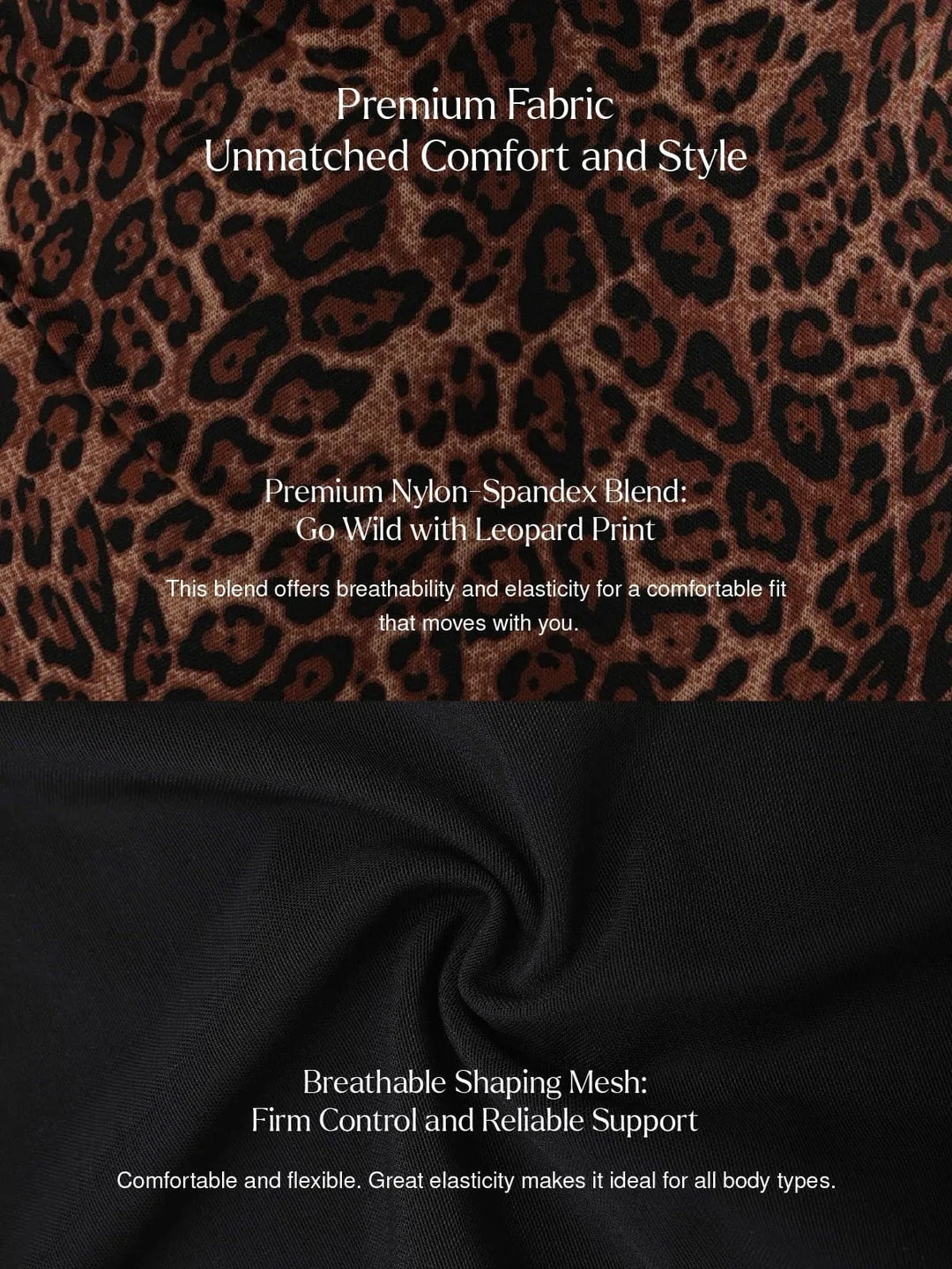 Popilush® Shapewear Leopard Cowl Neck Halter Tummy Control Bodysuit