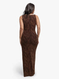 Popilush® Shapewear Leopard Cowl Neck Ruched Sculpting Maxi Dress