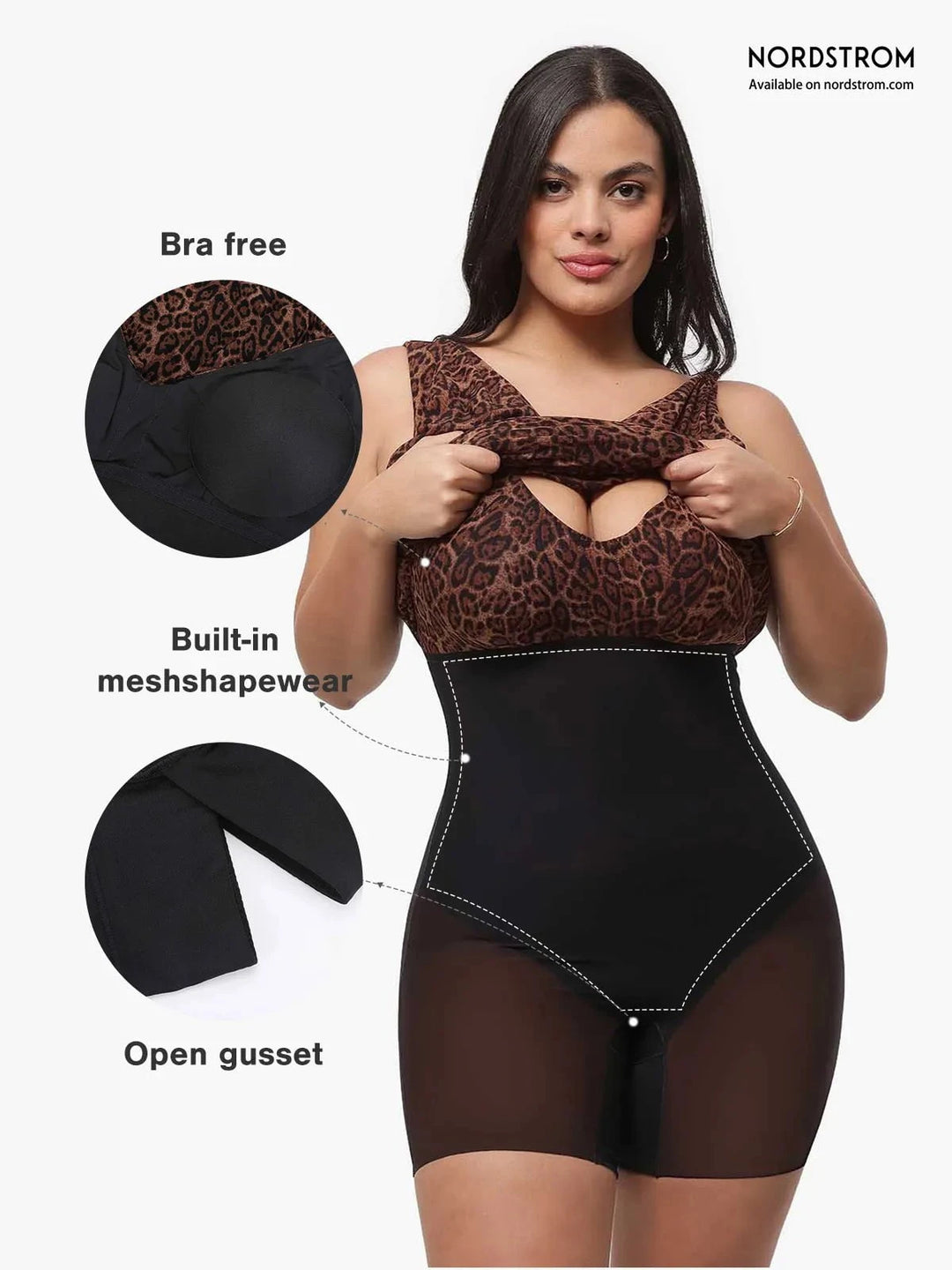 Popilush® Shapewear Leopard Cowl Neck Ruched Sculpting Maxi Dress