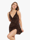 Popilush® Shapewear Leopard Sculpting Side Slit Mini Dress