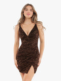 Popilush® Shapewear Leopard Sculpting Side Slit Mini Dress