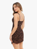 Popilush® Shapewear Leopard Sculpting Side Slit Mini Dress