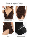 Popilush® Shapewear Leopard Sculpting Side Slit Mini Dress
