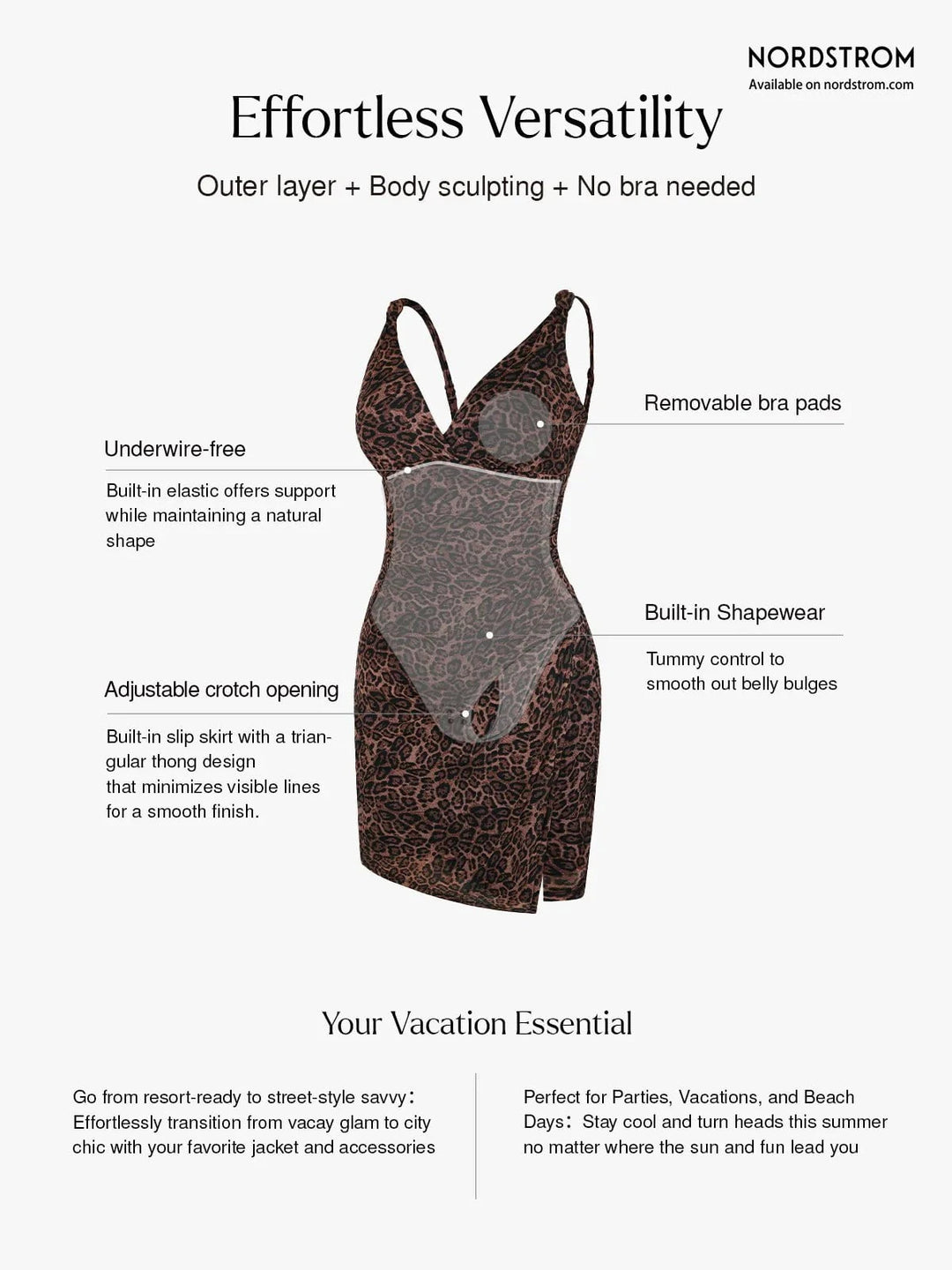 Popilush® Shapewear Leopard Sculpting Side Slit Mini Dress