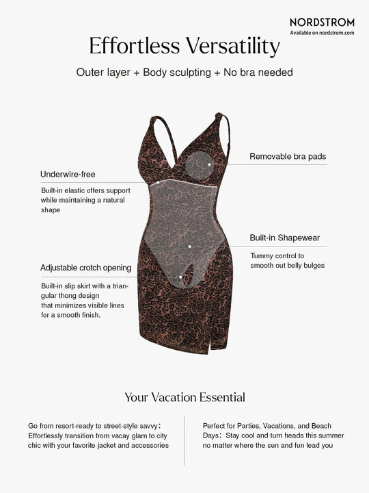 Shapewear Leopard Side Slit Sculpting Mini Dress