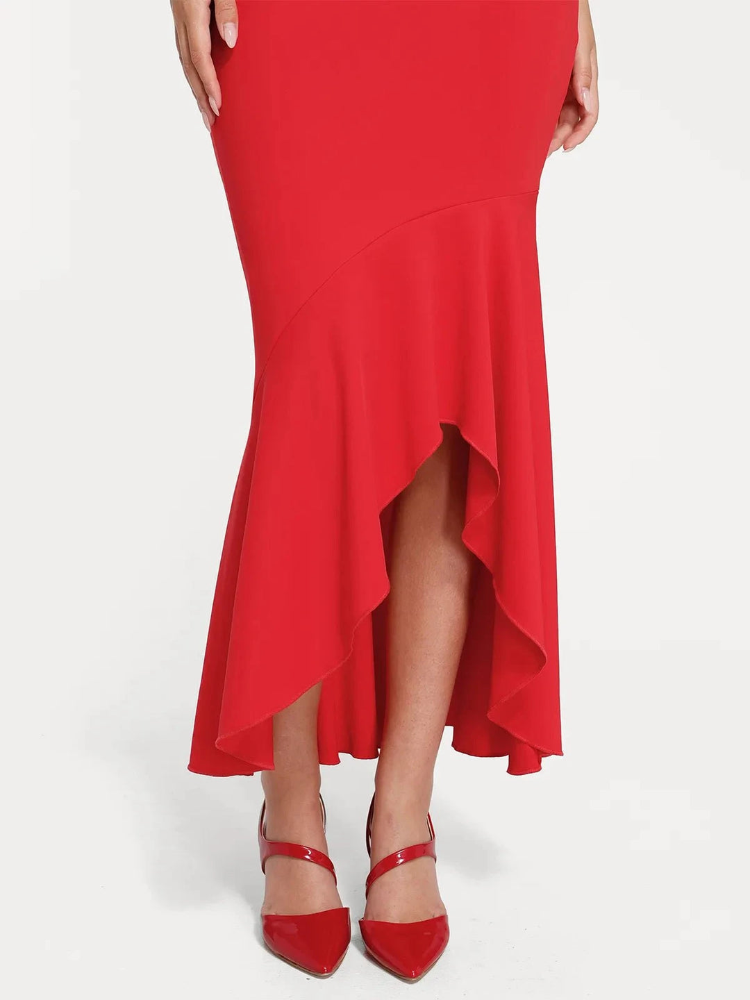 Popilush® Sculpting Formal Party Bodycon Winter Cocktail Gown Shapewear Long Sleeve Lace Trim Sculpting Mermaid Maxi Dress